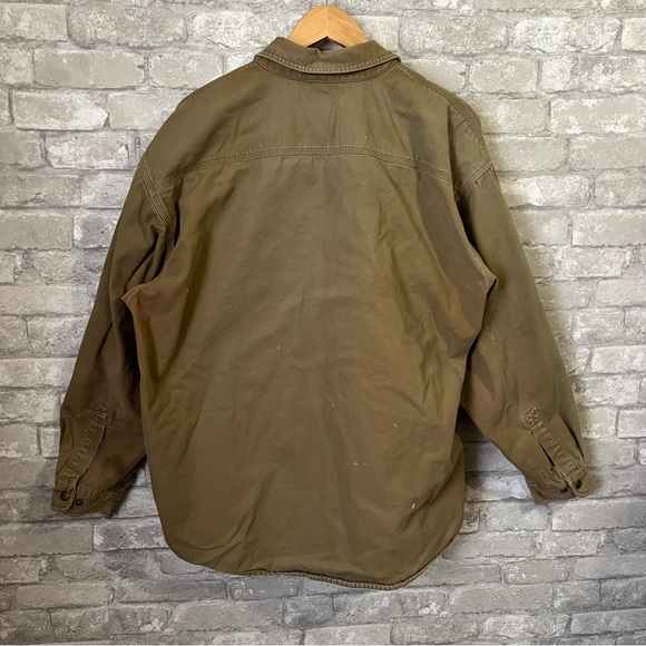 Vintage Carhartt Men's XL S96 Brown Duck Canvas Shirt Jacket Flannel Lined Snap - Picture 4 of 16